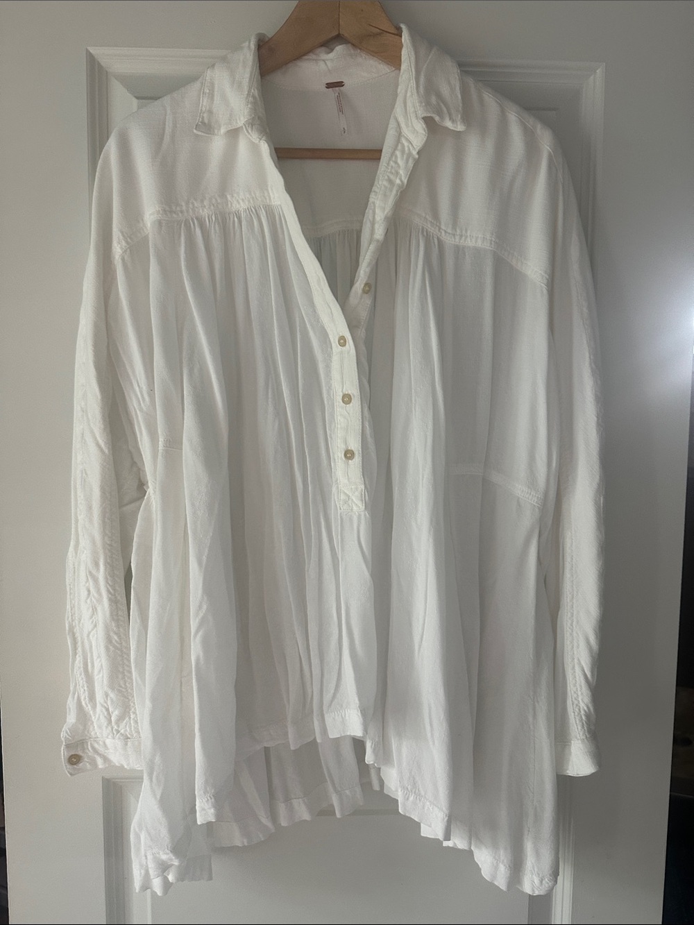 Free People lightweight White Button Henley Blouse